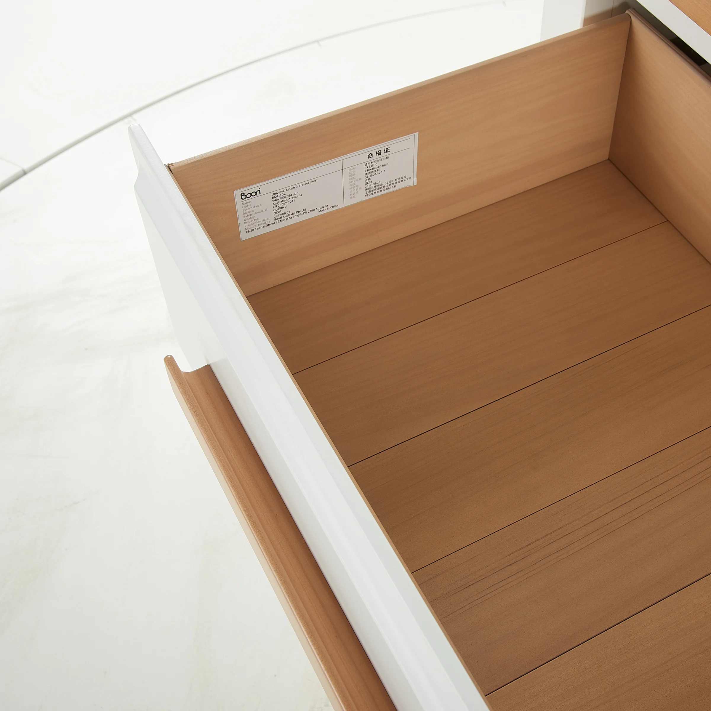 Boori Linear Kids 3 Drawer Chest Smart Assembly, Barley and Almond