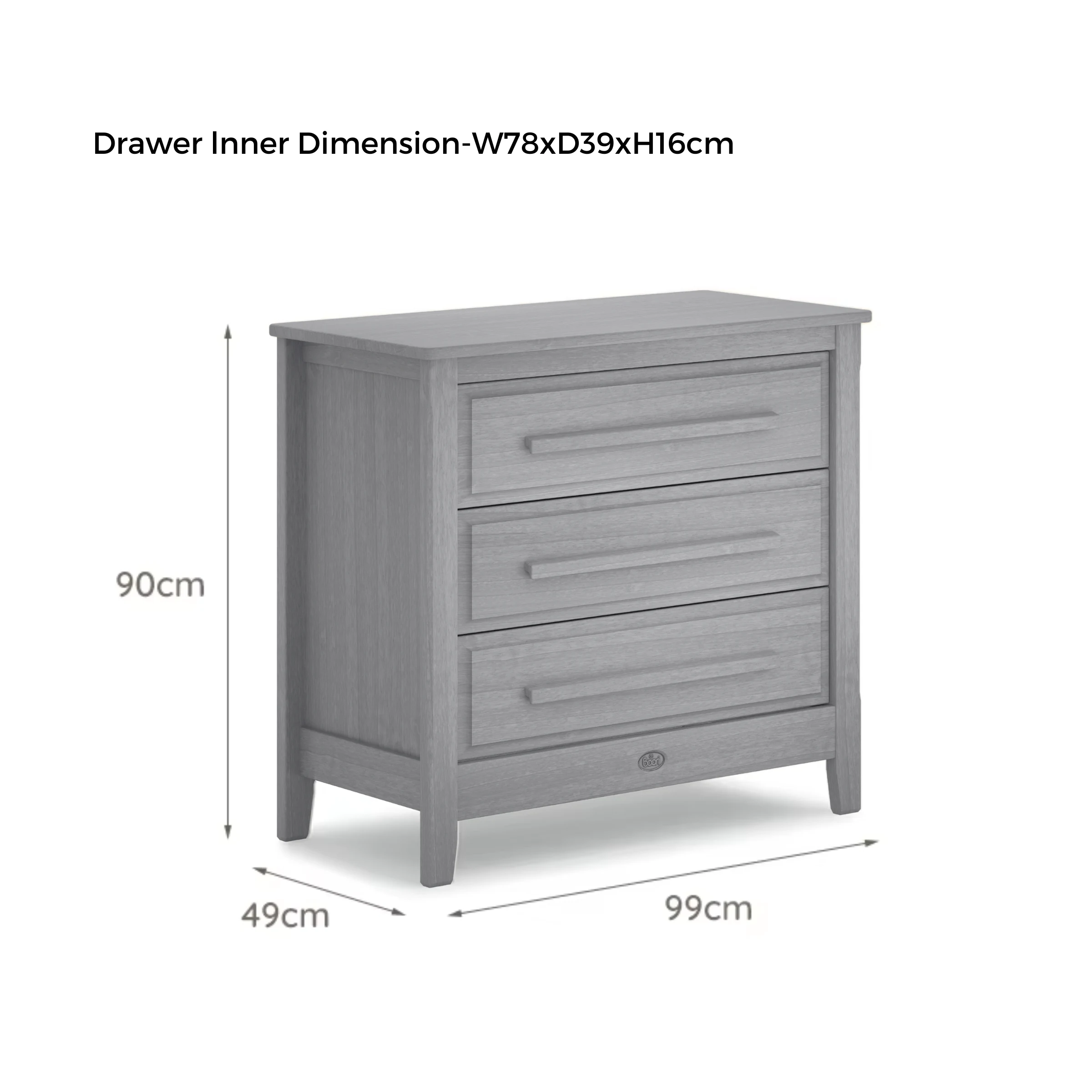 Boori Linear Kids 3 Drawer Chest Smart Assembly, Barley and Almond
