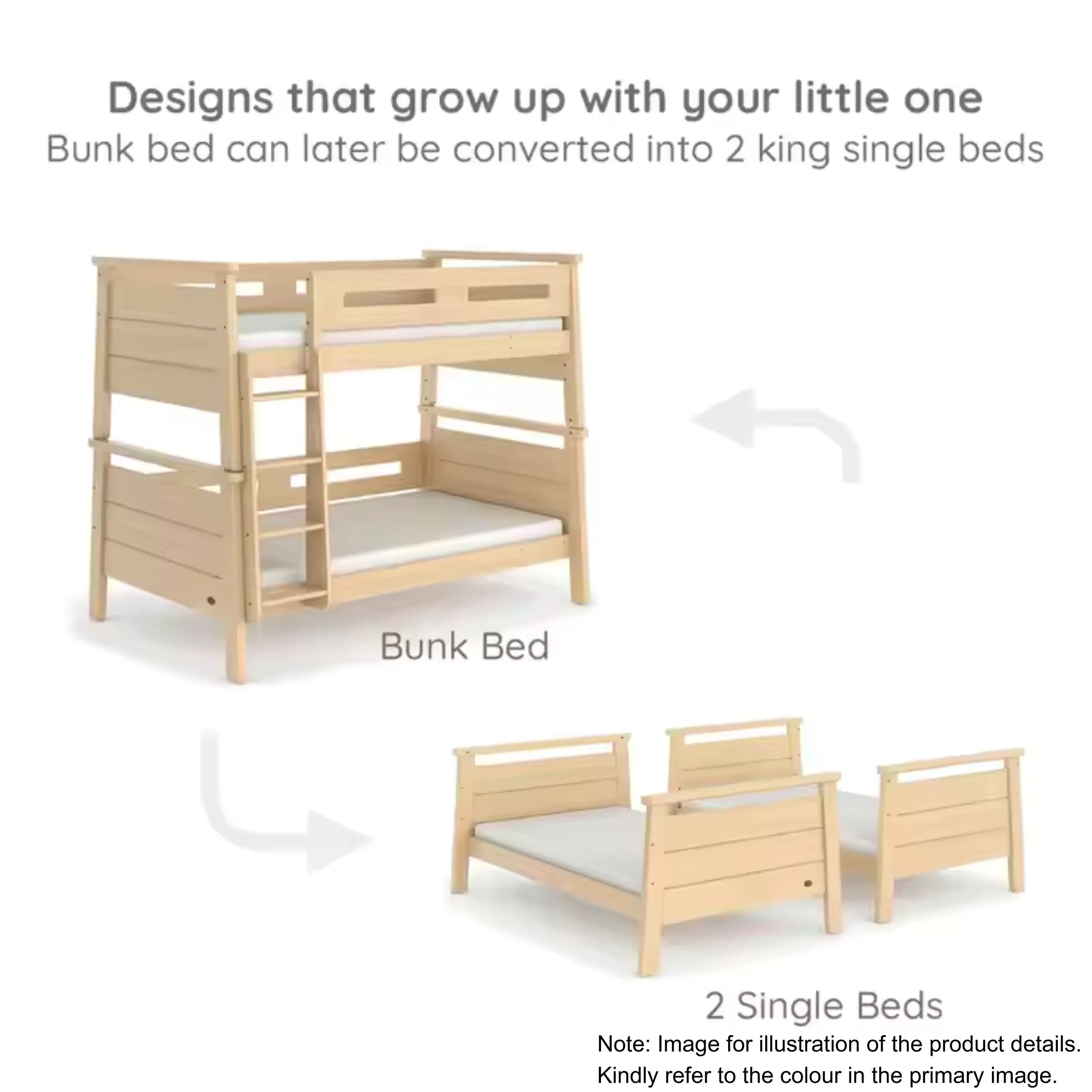 Boori Horizon Kids King Single Bunk Bed, Brushed Grey