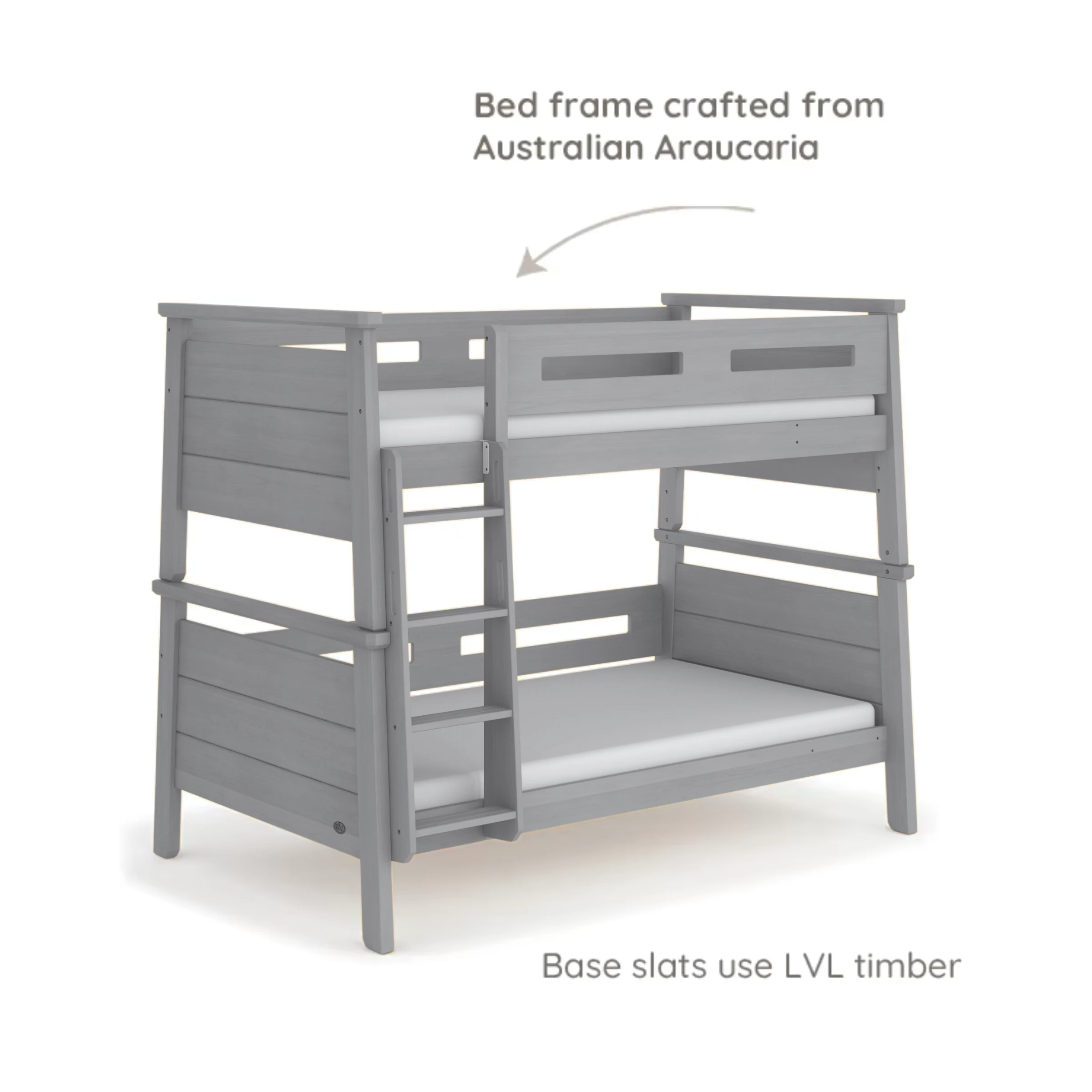 Boori Horizon Kids King Single Bunk Bed, Brushed Grey