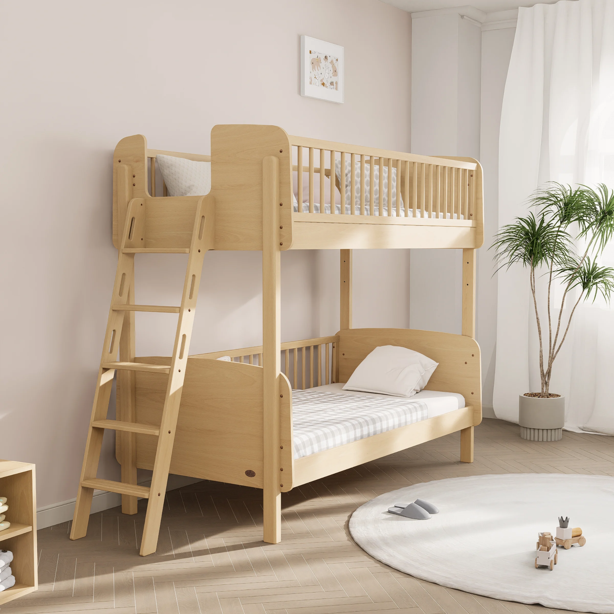 Boori Matilda Kids Single Bunk Bed + Ladder, Beech