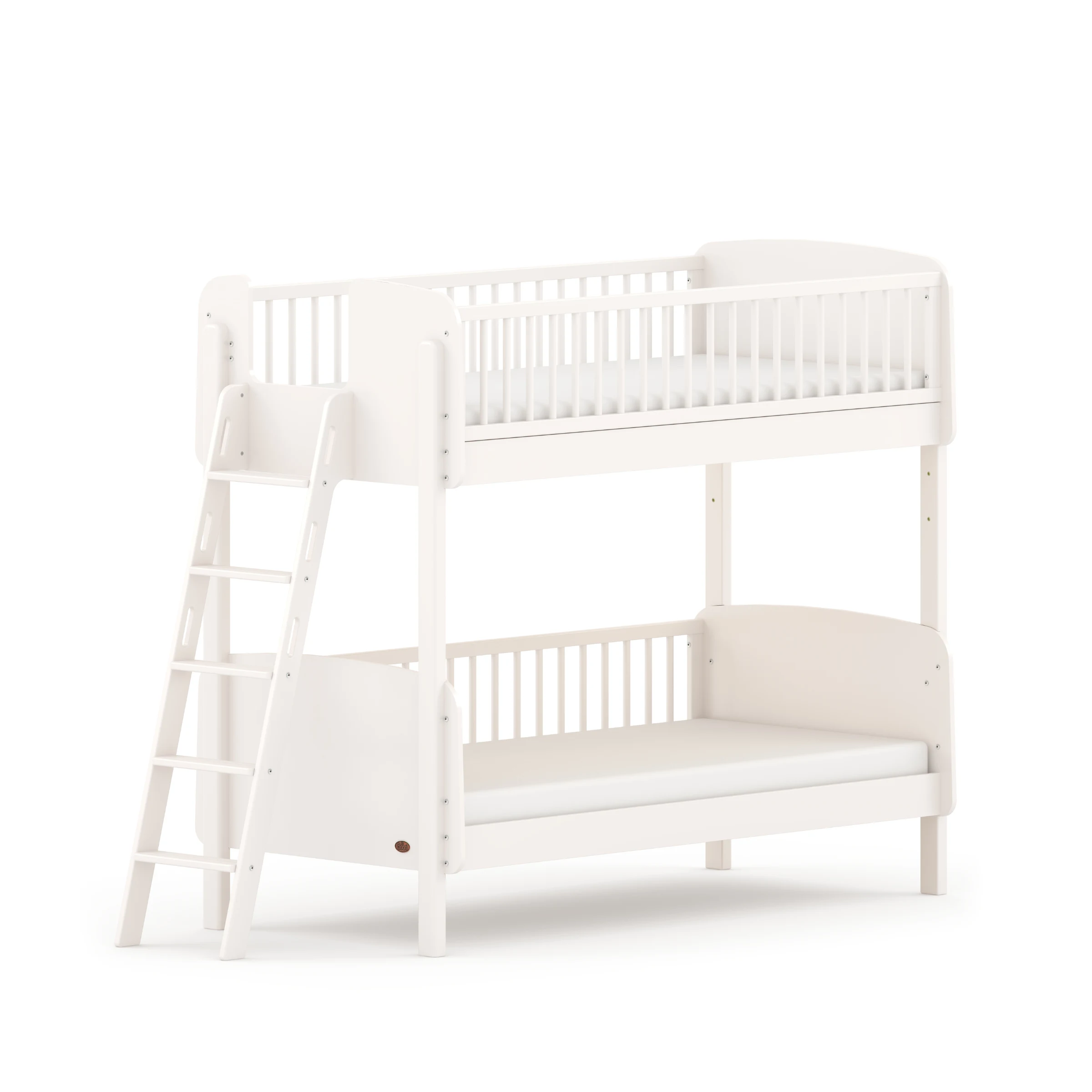 Boori Matilda Kids Single Bunk Bed + Ladder, Barley White