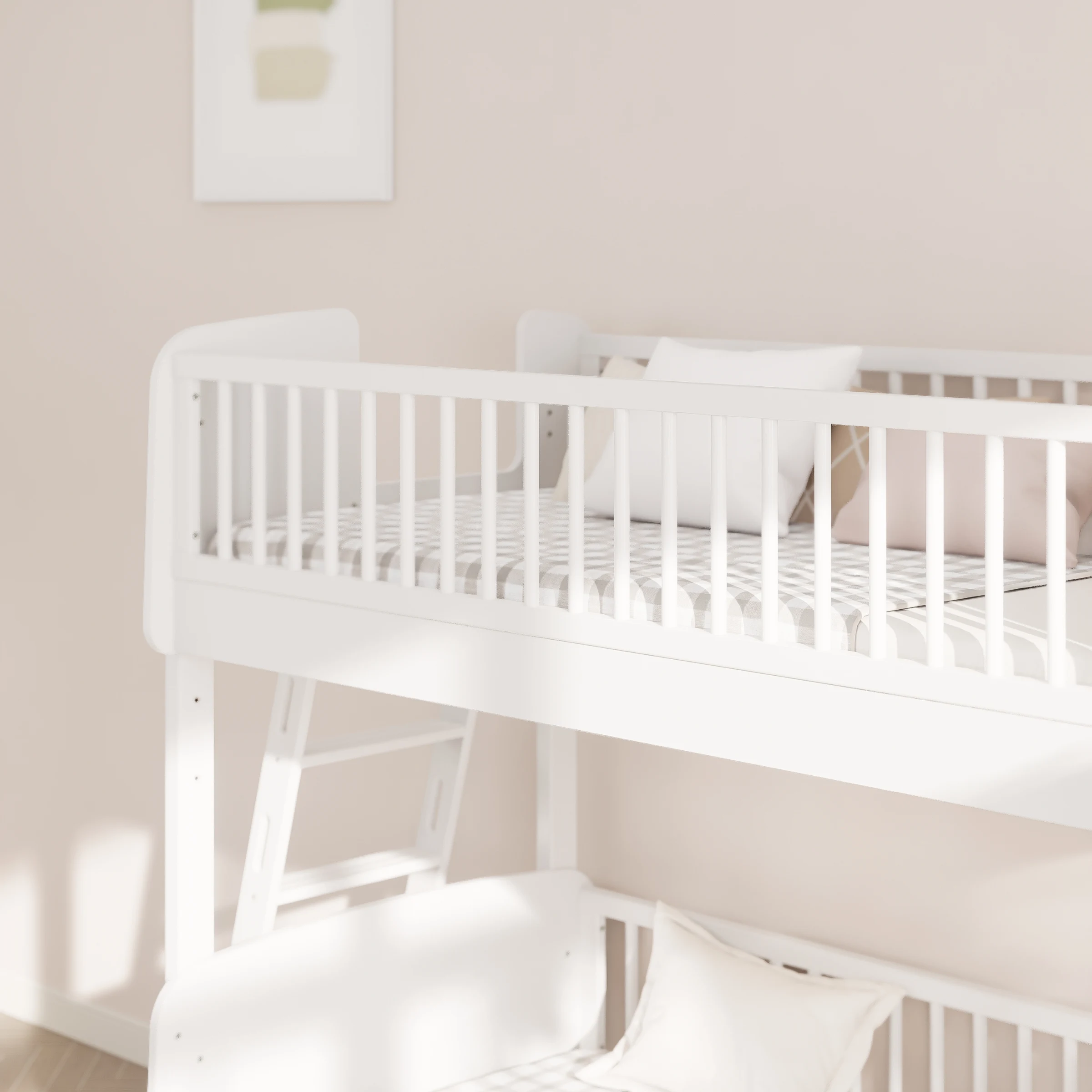 Boori Matilda Kids Single Bunk Bed + Ladder, Barley White