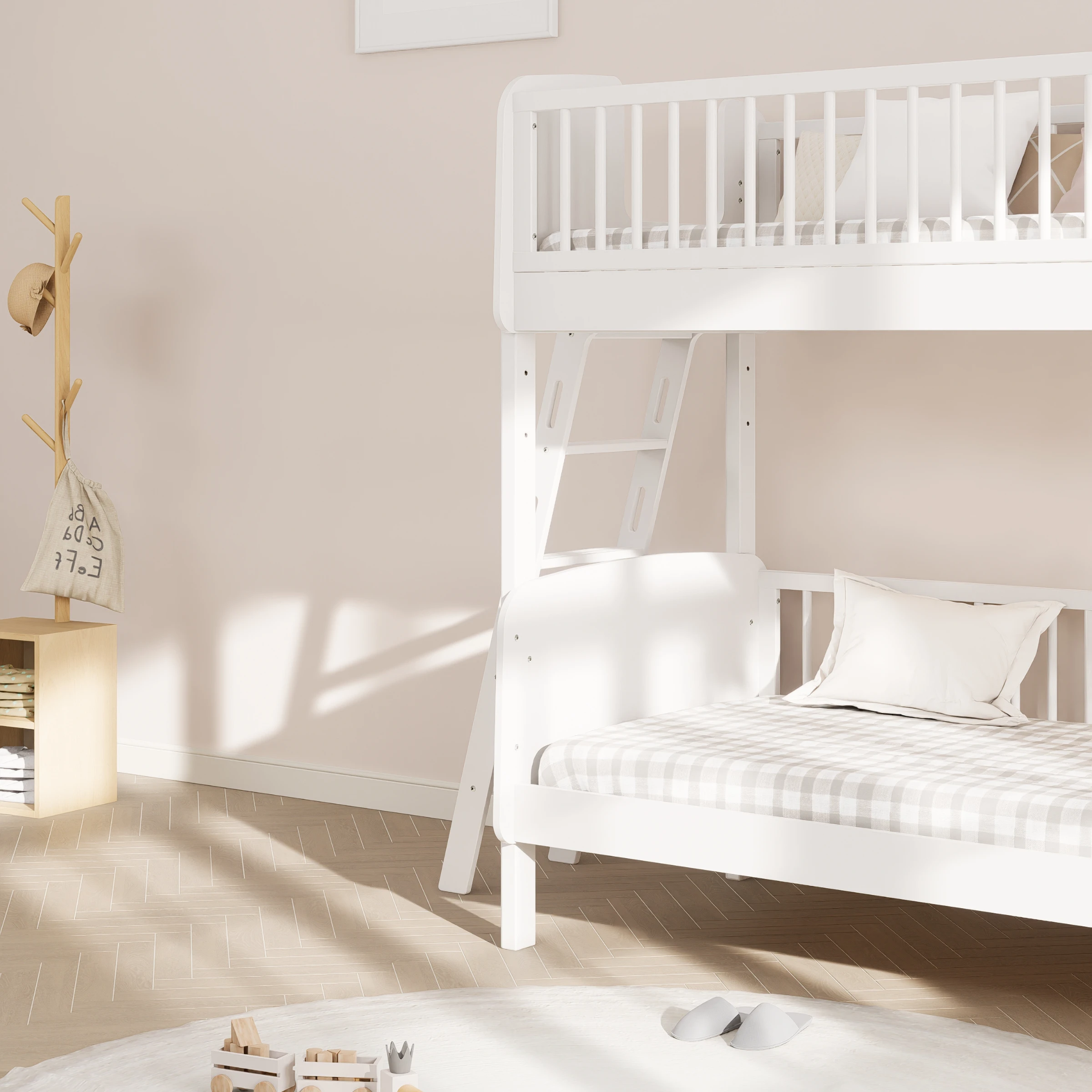 Boori Matilda Kids Single Bunk Bed + Ladder, Barley White