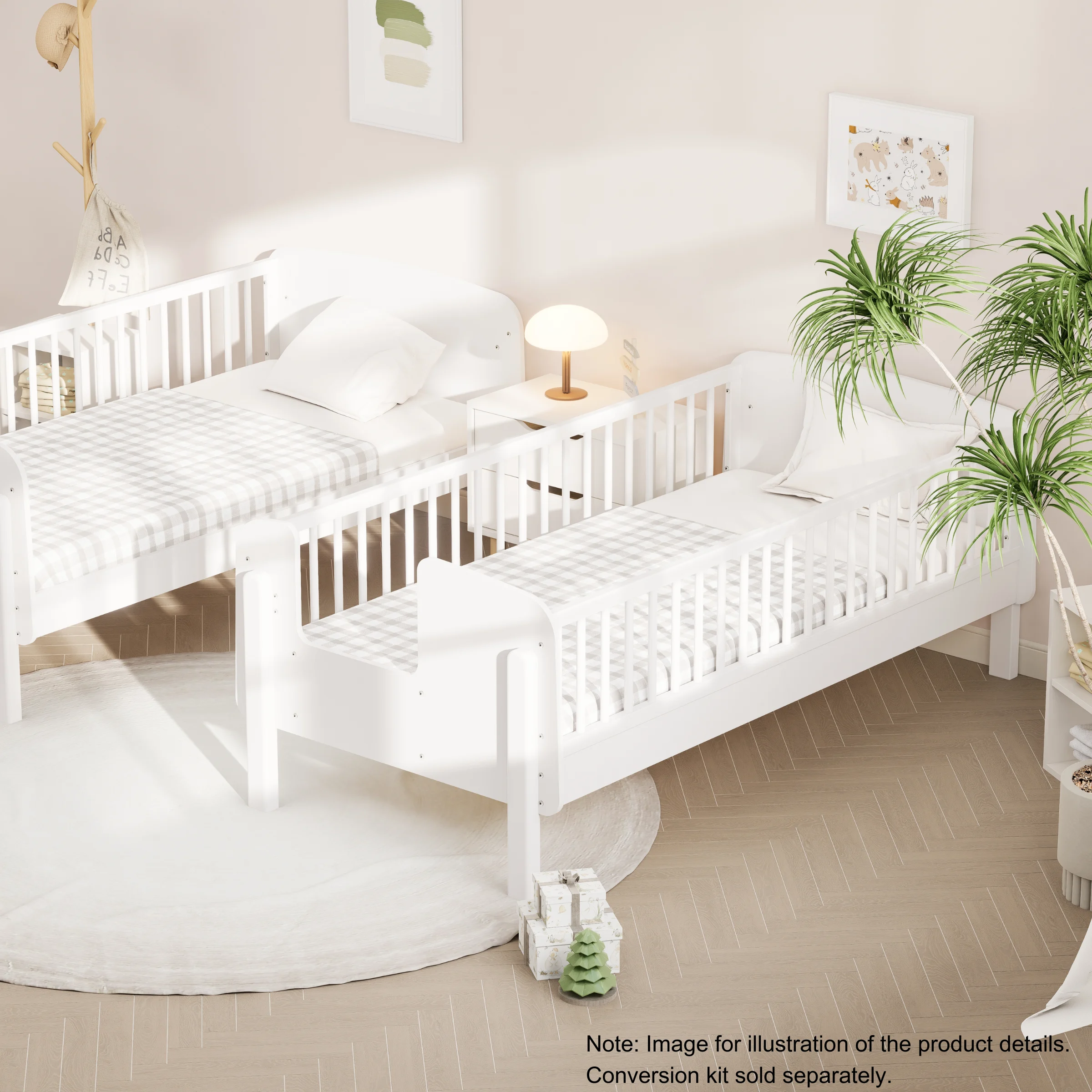 Boori Matilda Kids Single Bunk Bed + Ladder, Barley White