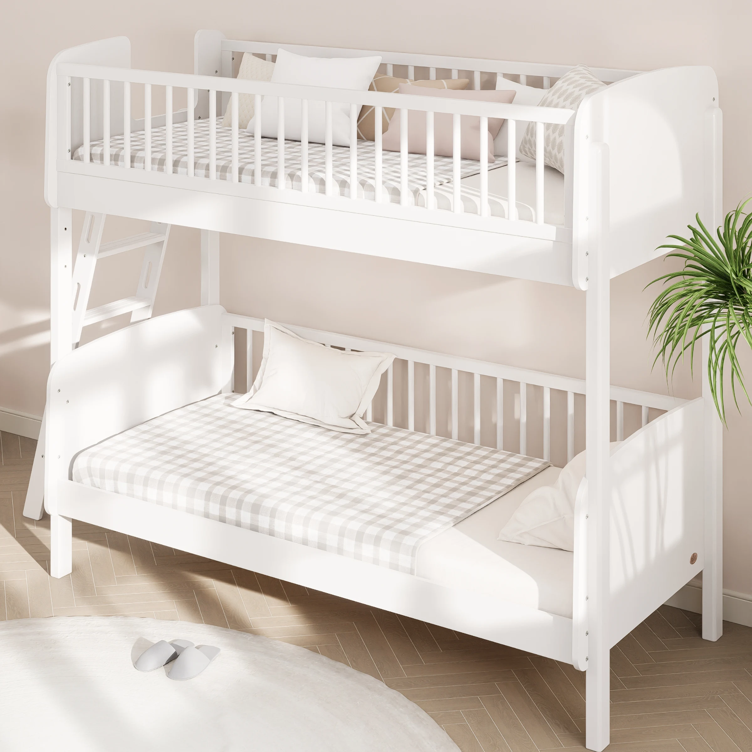 Boori Matilda Kids Single Bunk Bed + Ladder, Barley White