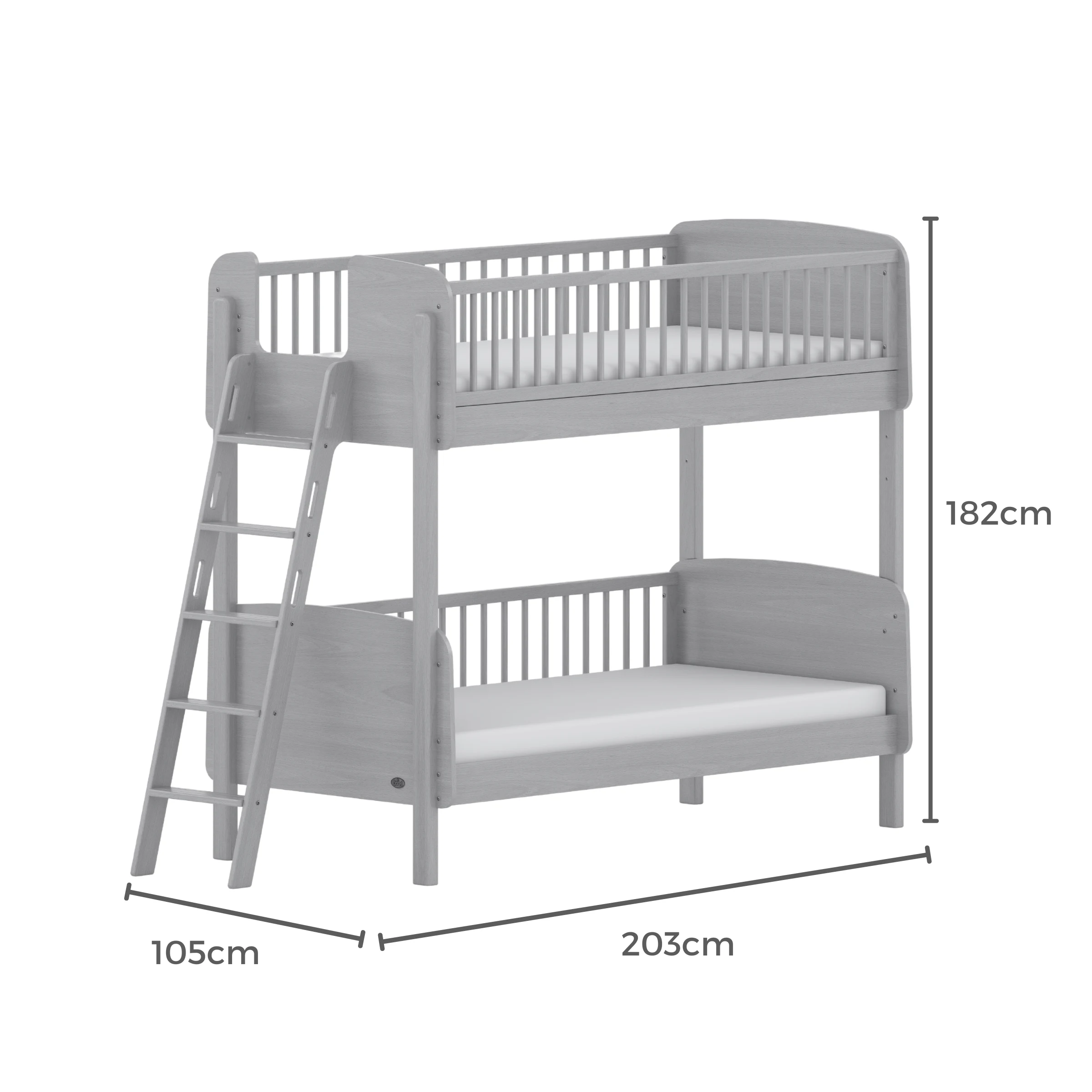 Boori Matilda Kids Single Bunk Bed + Ladder, Barley White
