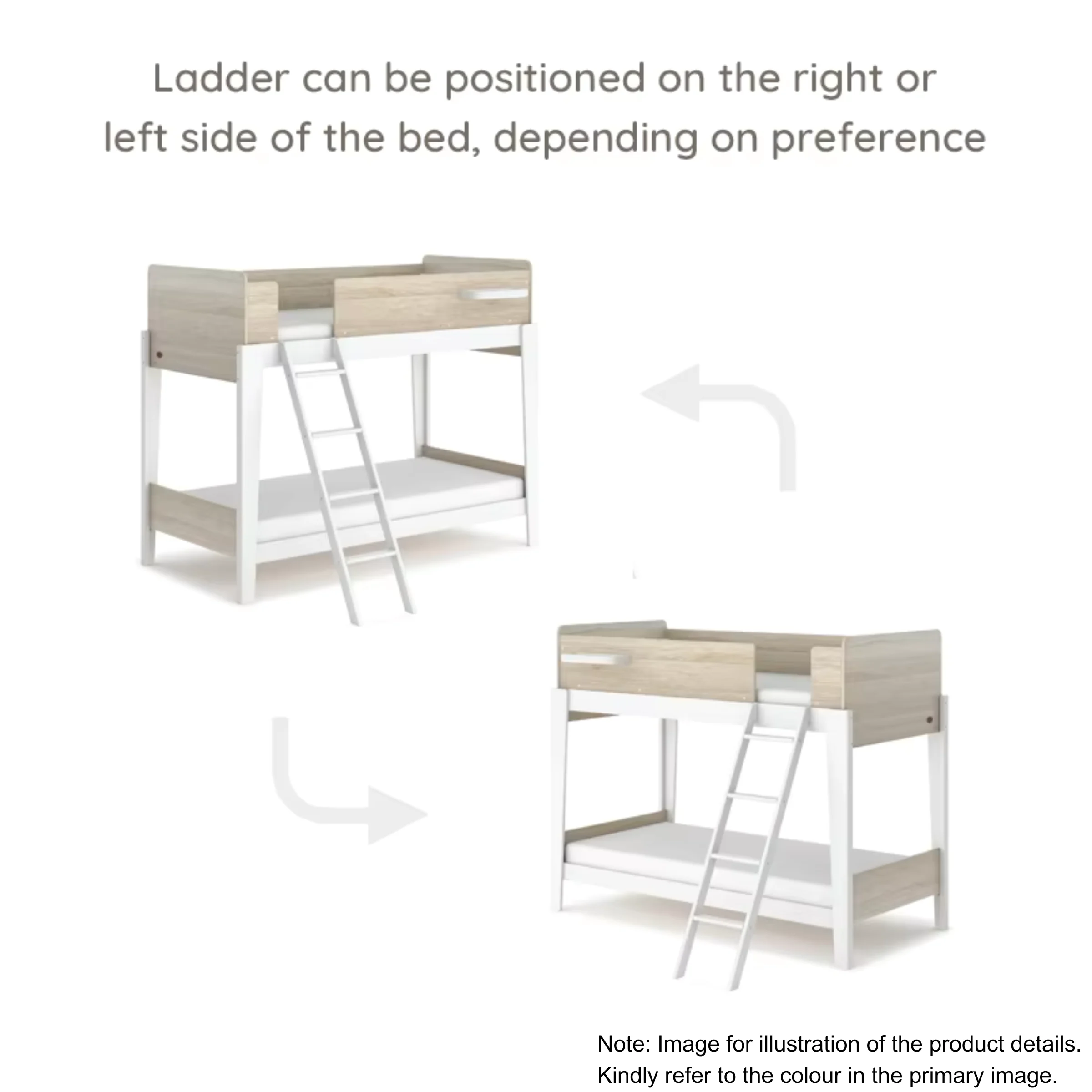Boori Natty Kids Single Bunk Bed + Ladder, Cherry and Almond