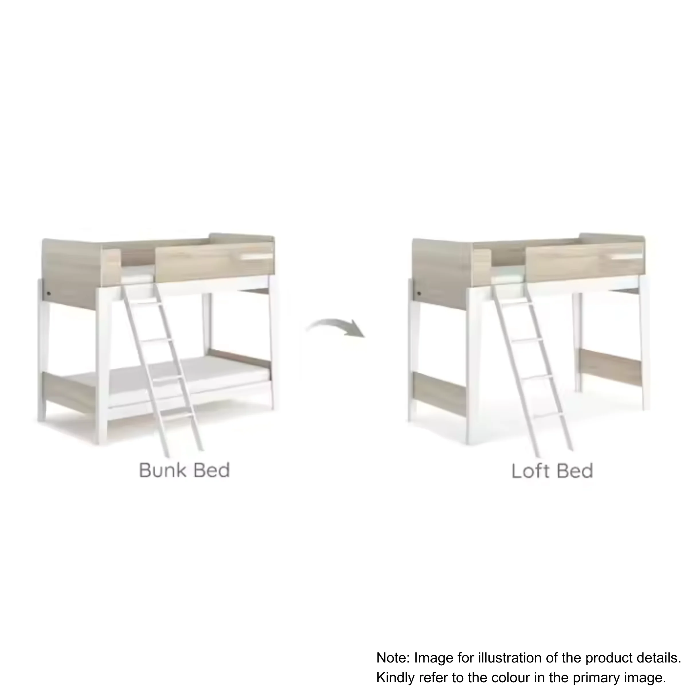 Boori Natty Kids Single Bunk Bed + Ladder, Cherry and Almond