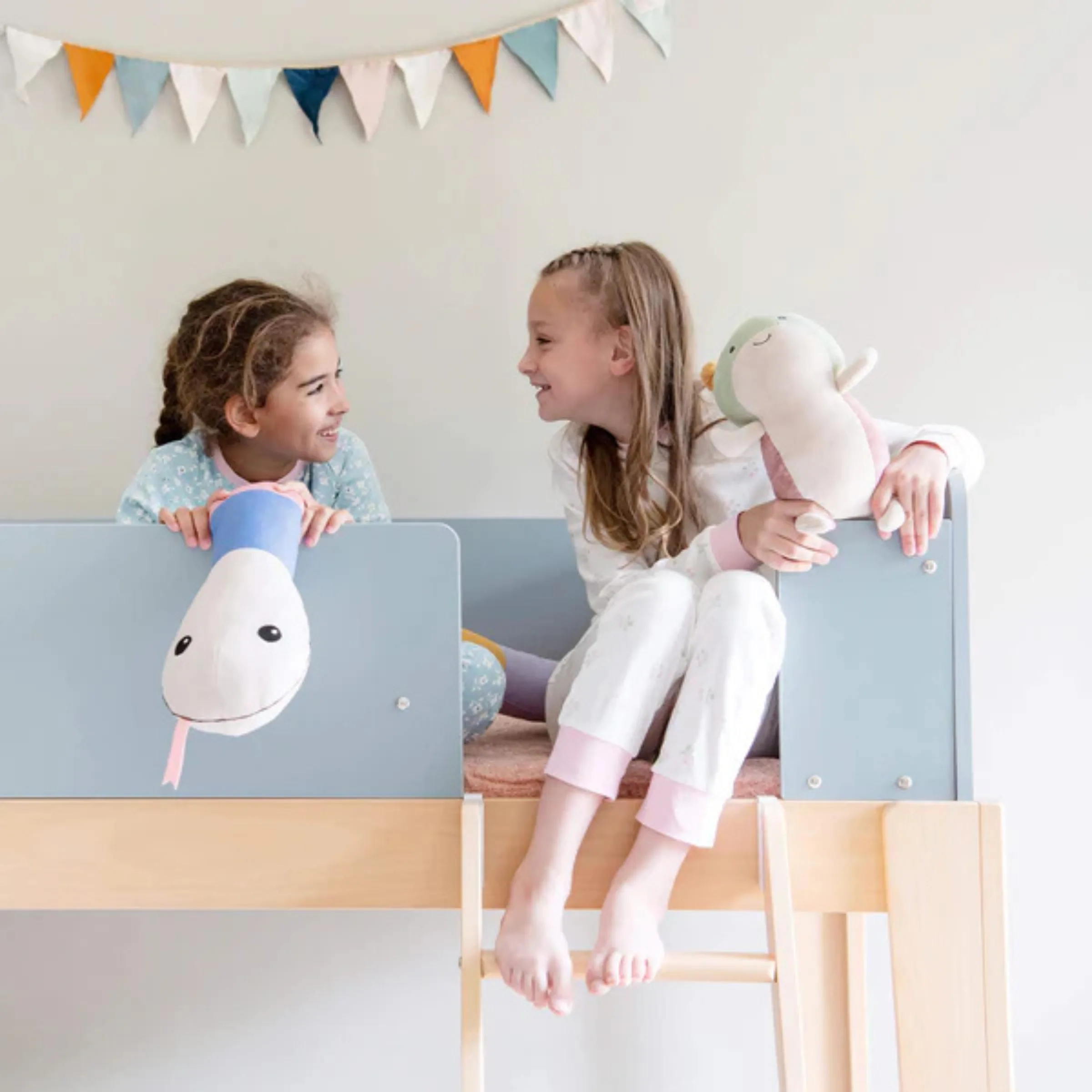 Boori Natty Kids Single Bunk Bed + Ladder, Blueberry and Almond
