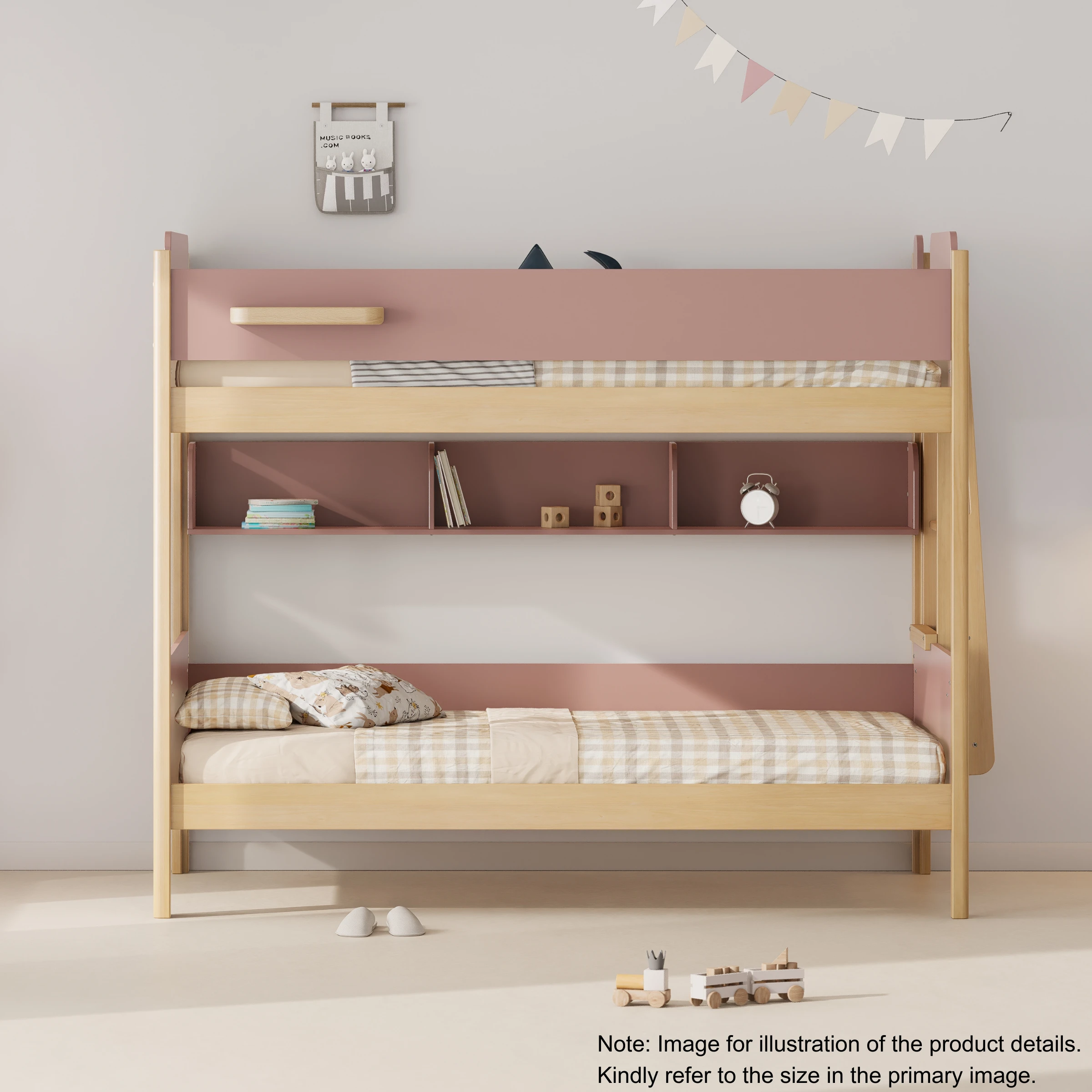Boori Natty Kids King Single Bunk Bed + Ladder, Cherry and Almond