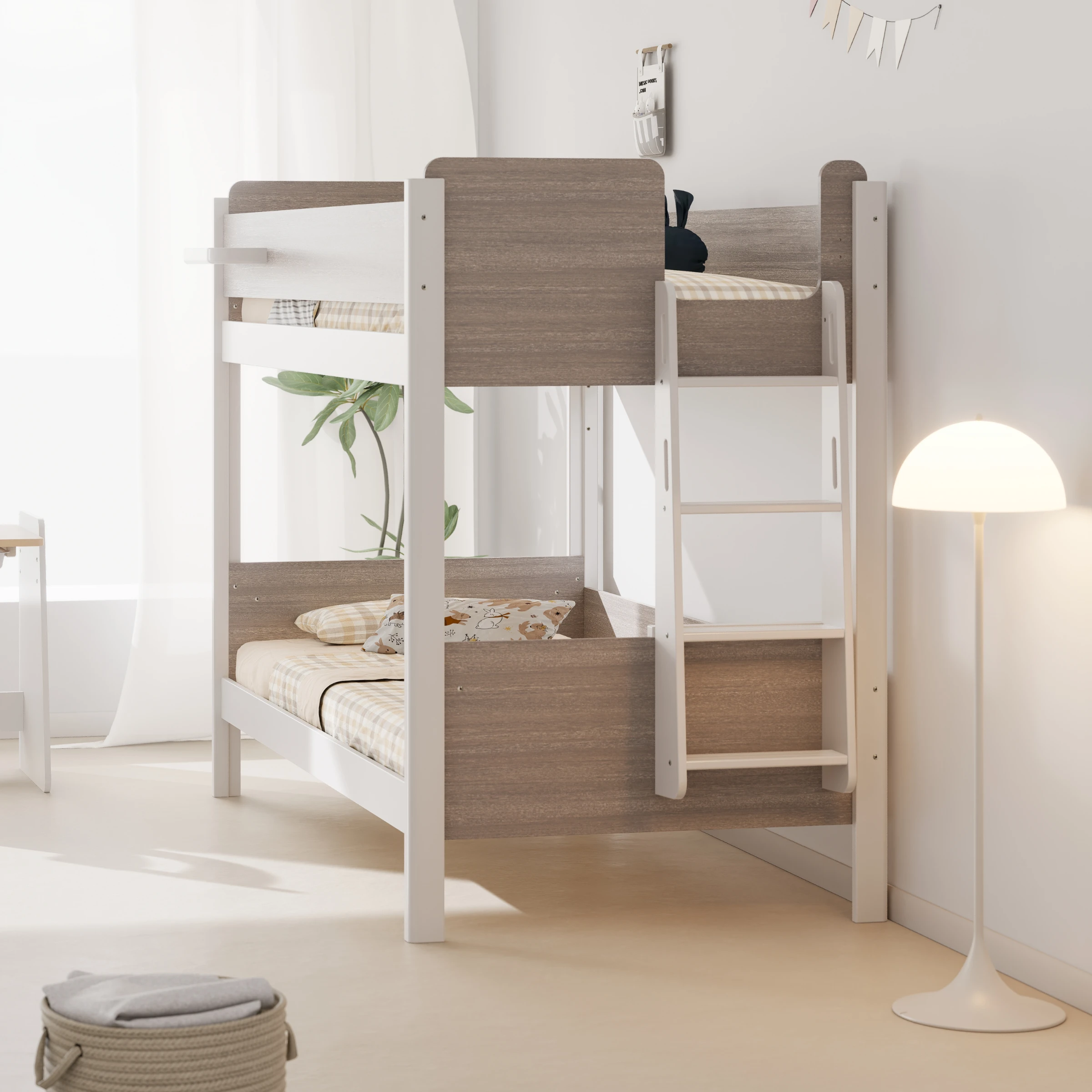 Boori Natty Kids King Single Bunk Bed + Ladder, Barley and Oak