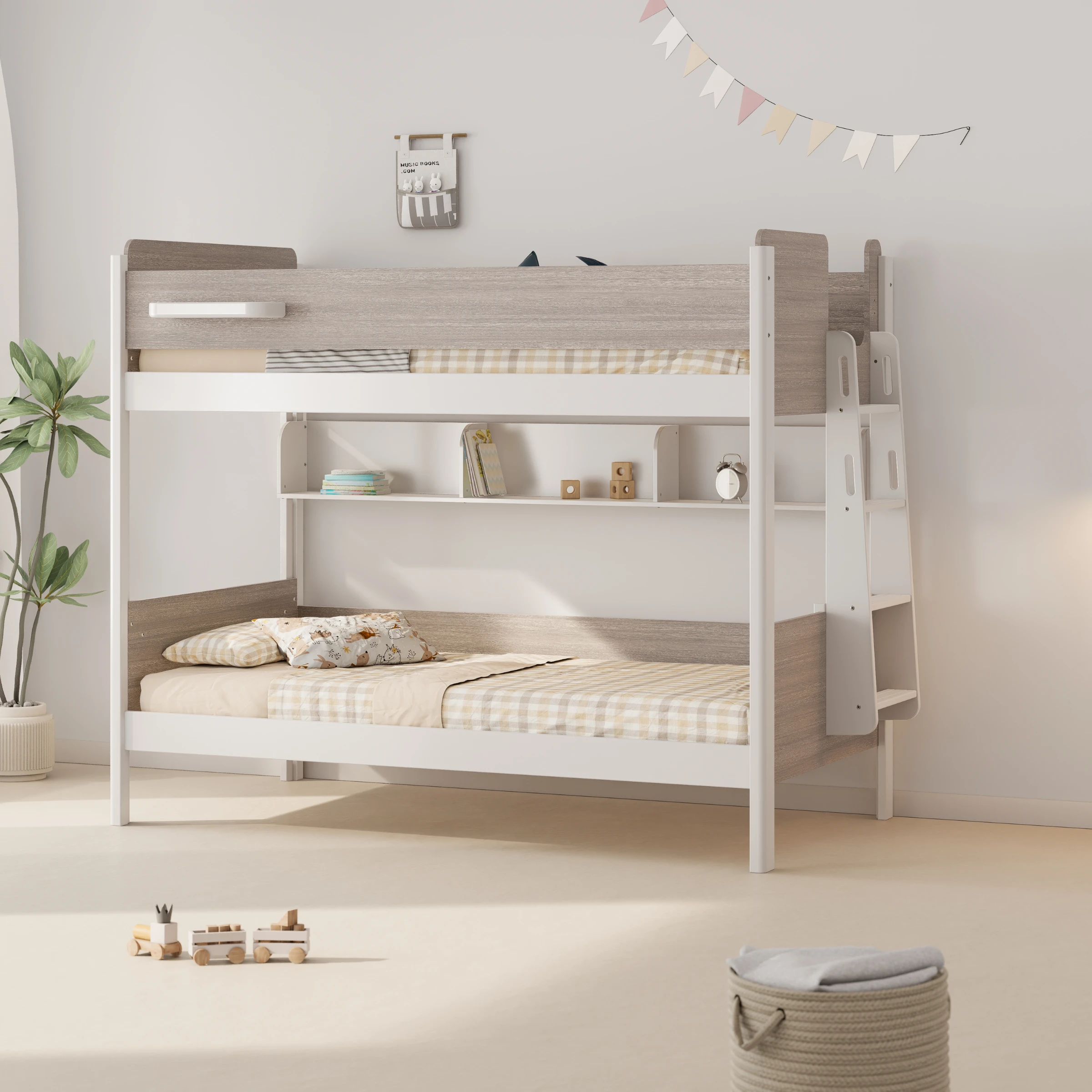 Boori Natty Kids King Single Bunk Bed + Ladder, Barley and Oak