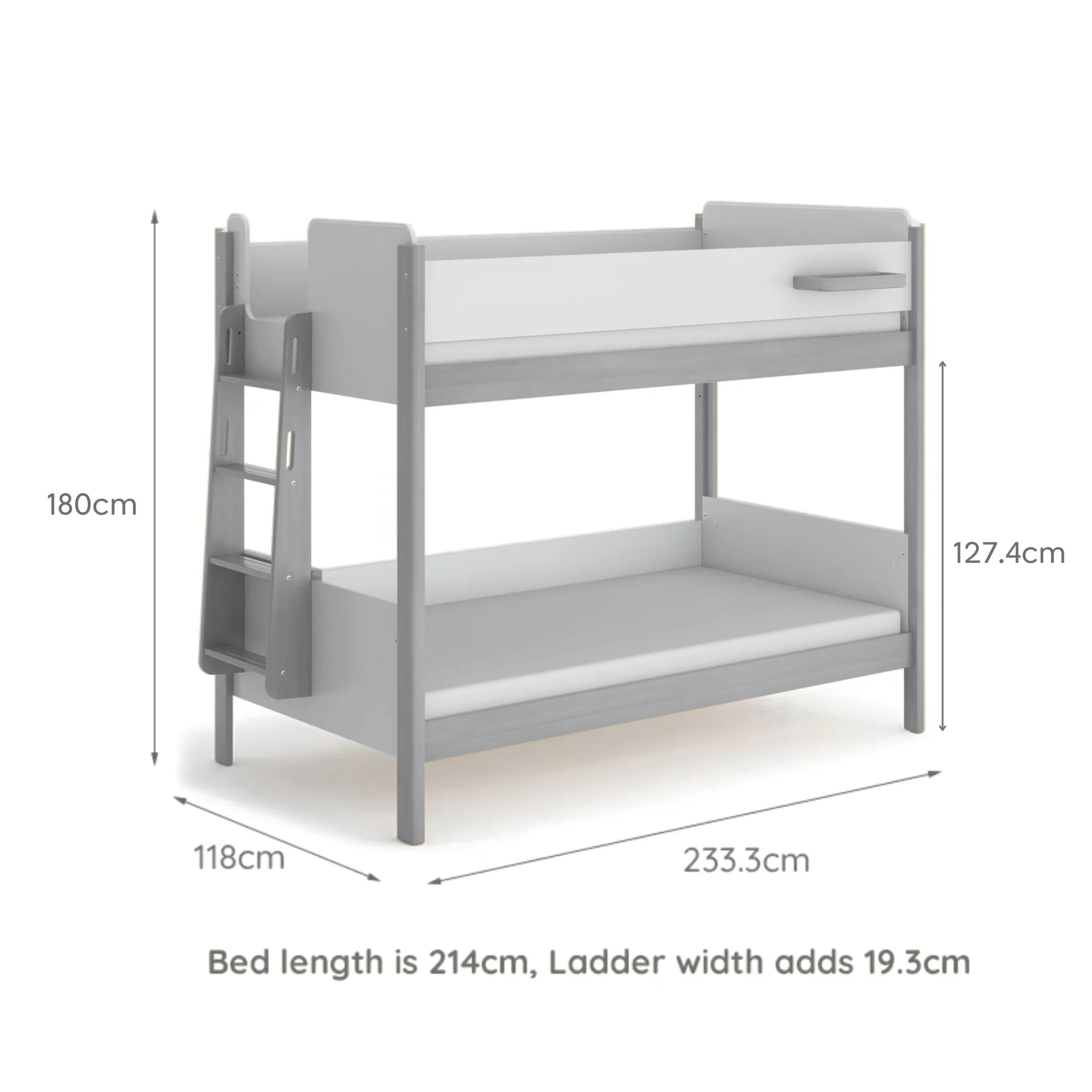 Boori Natty Kids King Single Bunk Bed + Ladder, Barley and Oak