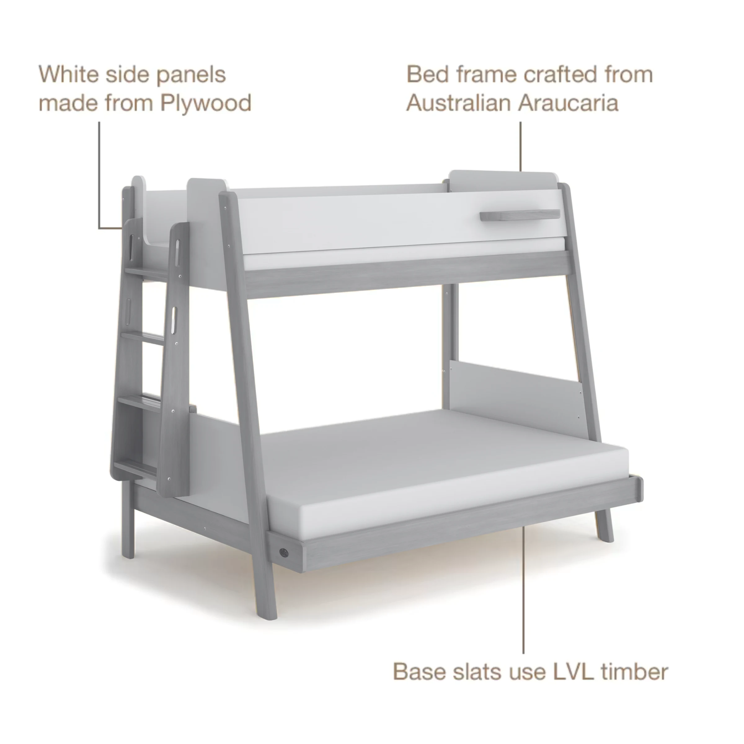 Boori Natty Kids Maxi Bunk Bed + Ladder, Cherry and Almond
