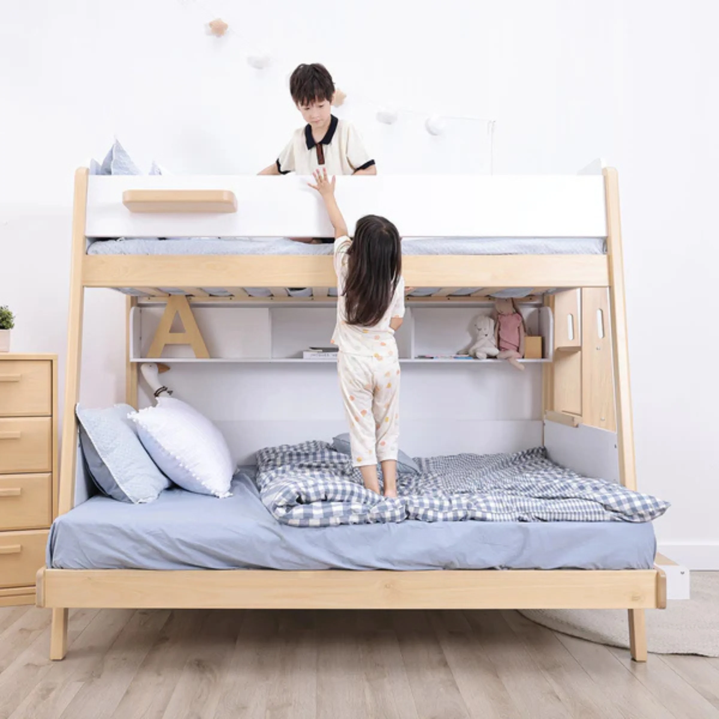 Boori Natty Kids Maxi Bunk Bed + Ladder, Barley and Almond