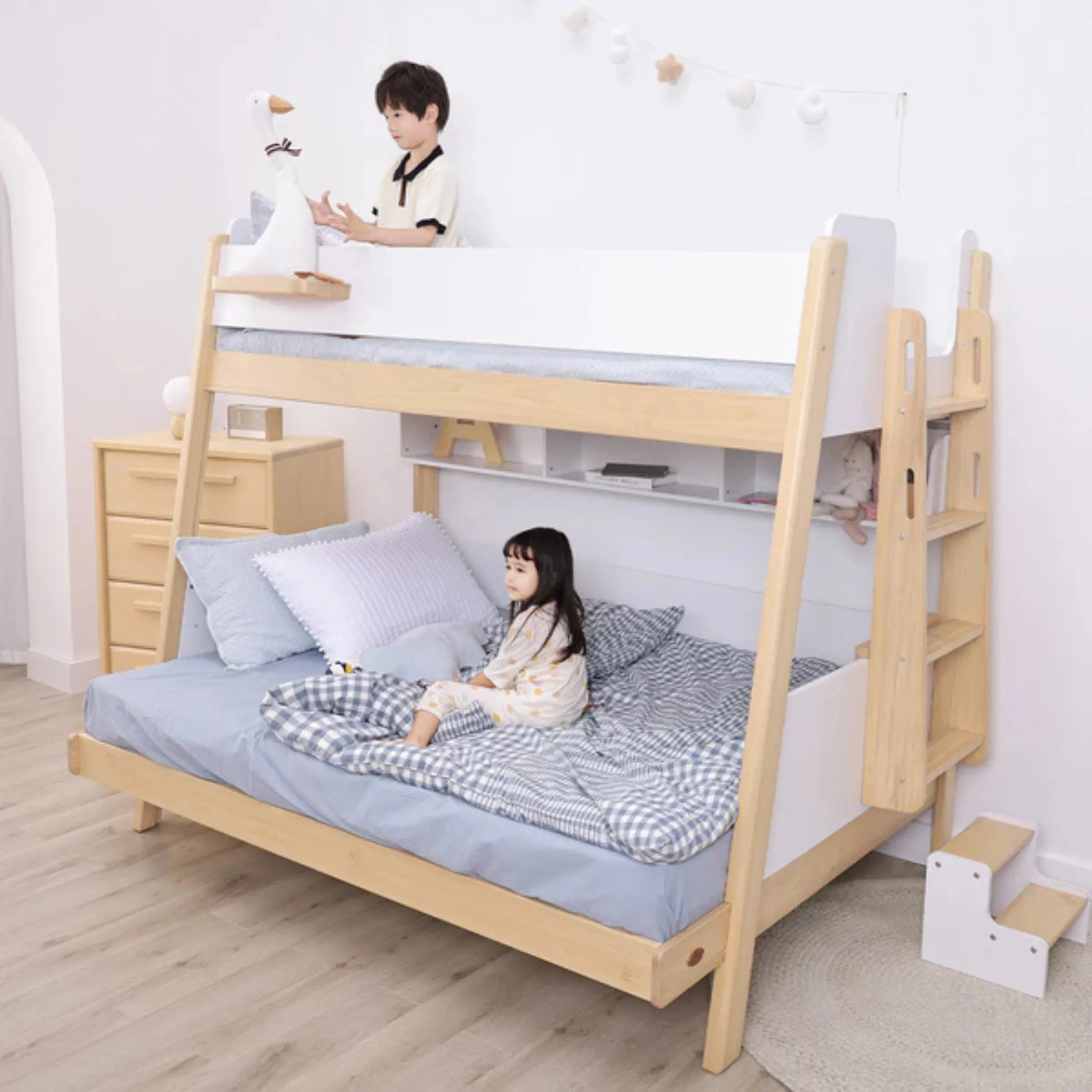 Boori Natty Kids Maxi Bunk Bed + Ladder, Barley and Almond
