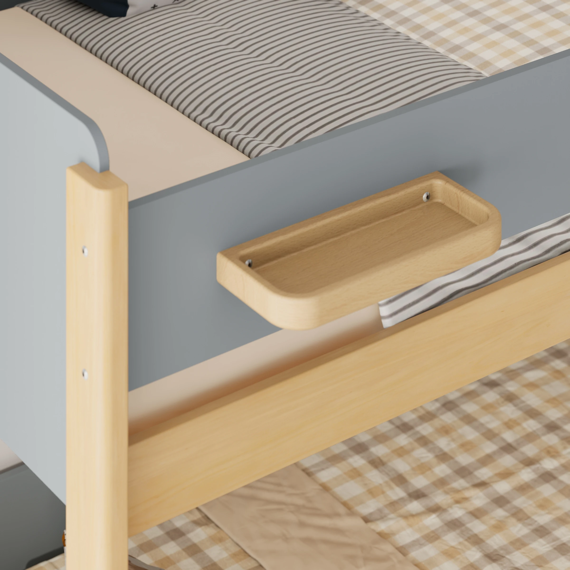 Boori Natty Kids King Single Bunk Bed + Ladder, Blueberry and Almond
