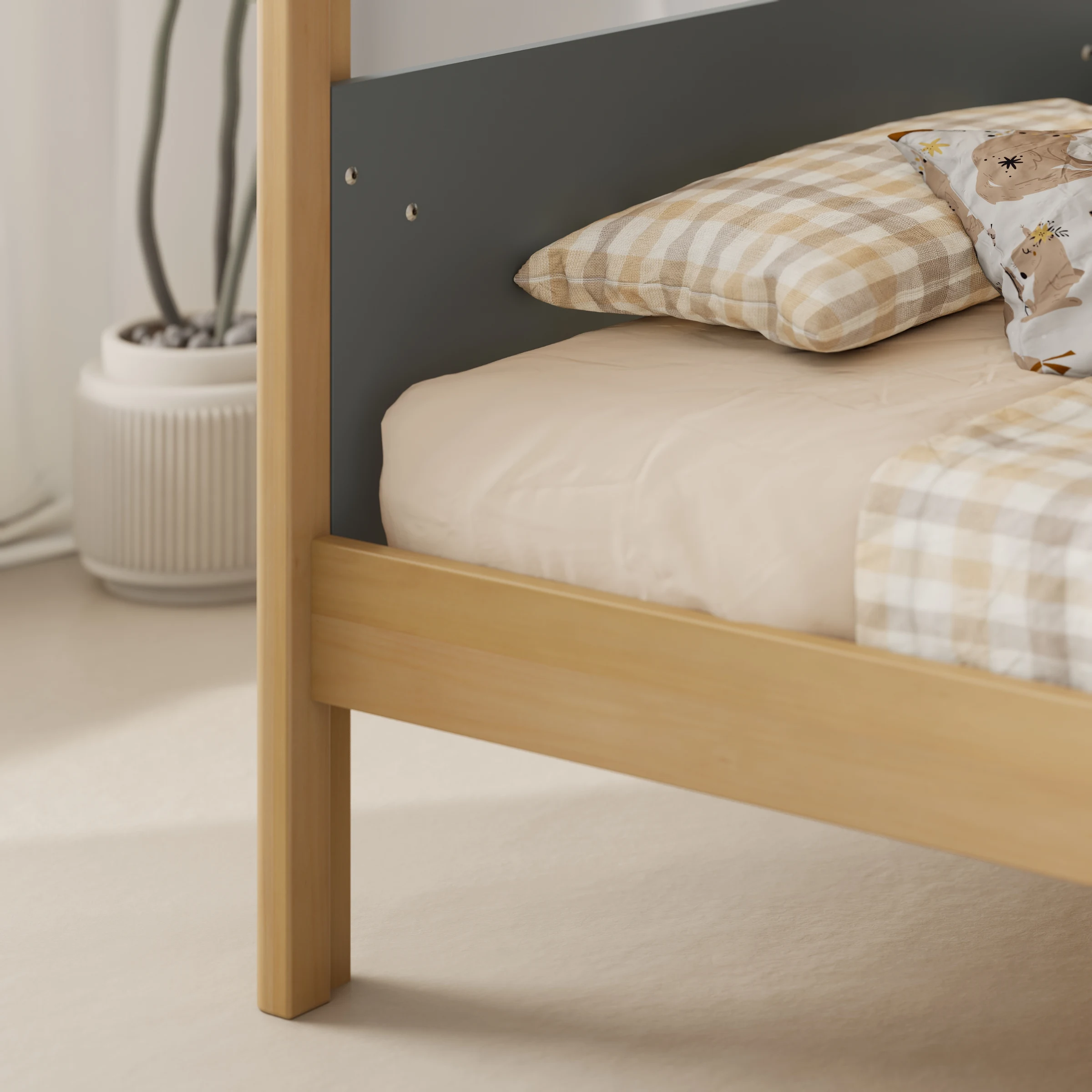 Boori Natty Kids King Single Bunk Bed + Ladder, Blueberry and Almond