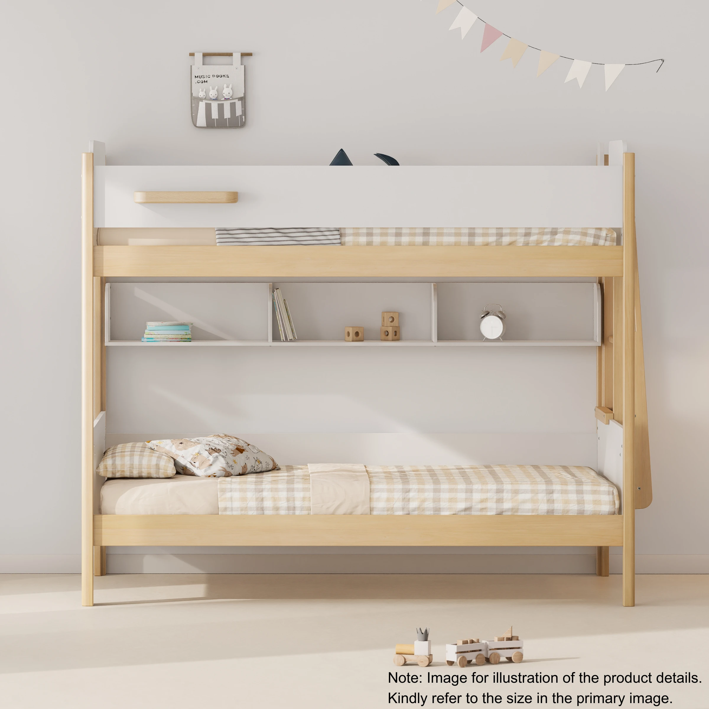 Boori Natty Kids King Single Bunk Bed + Ladder, Barley and Almond