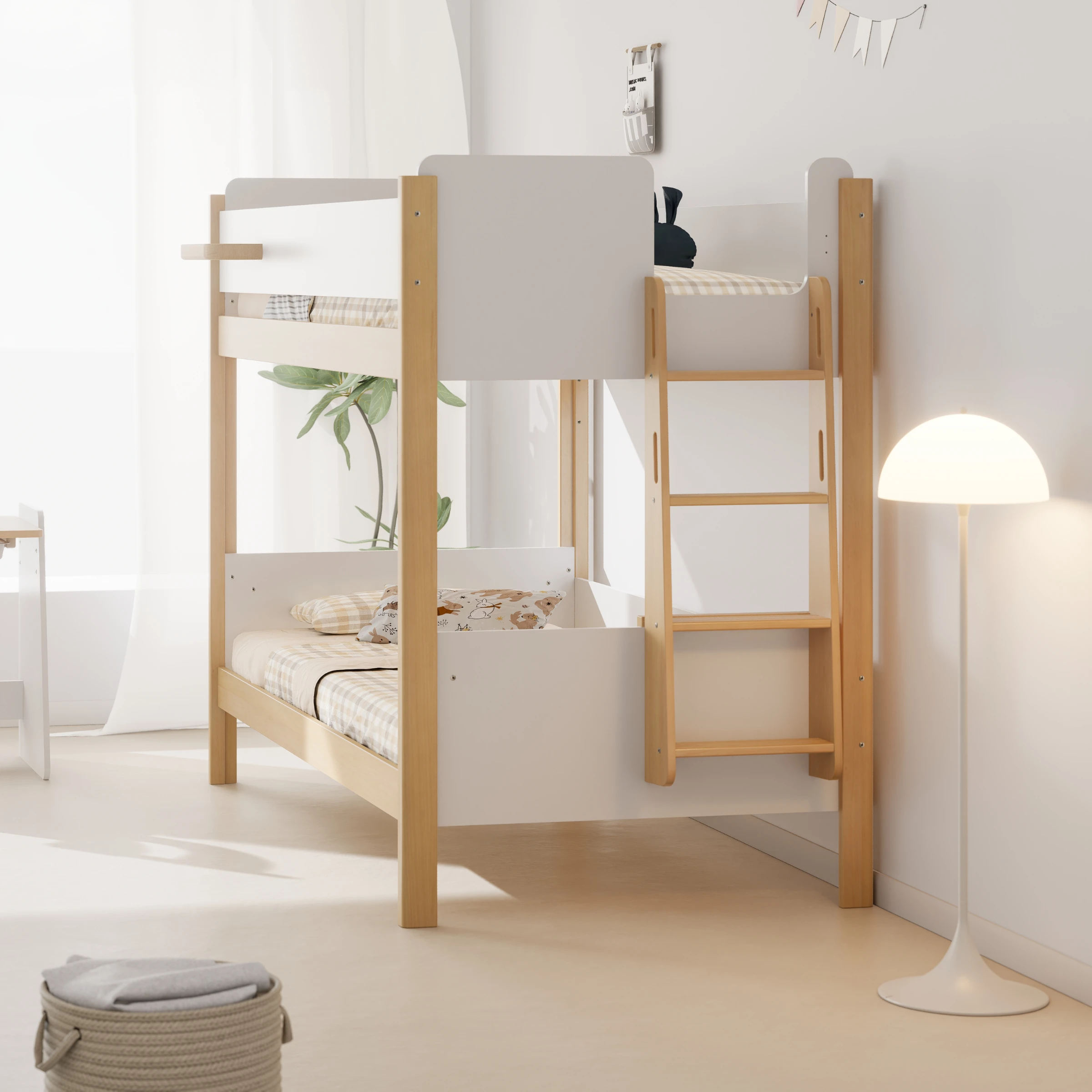 Boori Natty Kids King Single Bunk Bed + Ladder, Barley and Almond