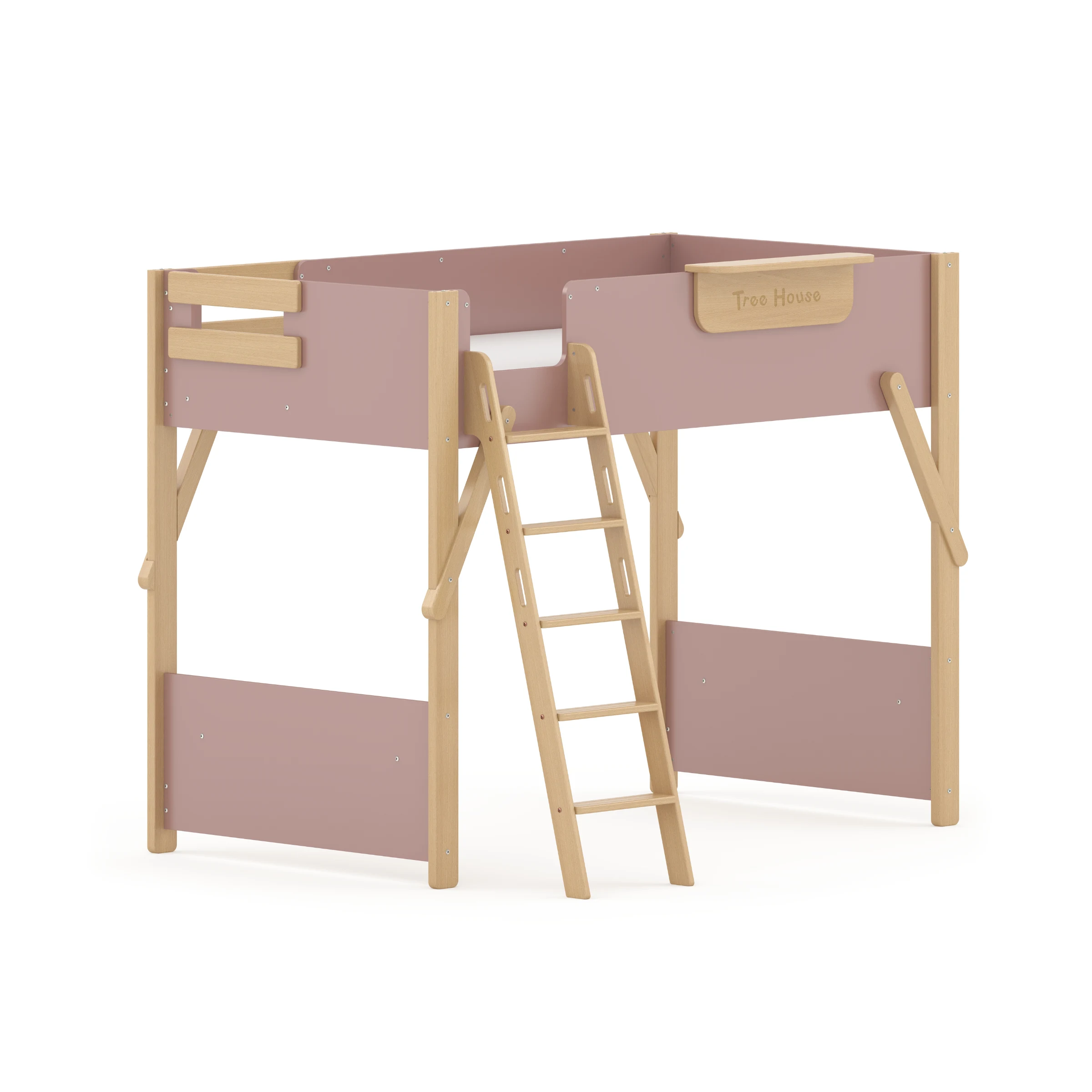 Boori Treehouse Kids King Single Loft Bed + Ladder, Cherry and Beech