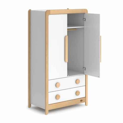 Boori Byron Kids 2 Door wardrobe with 2 drawers, Barley White and Beech