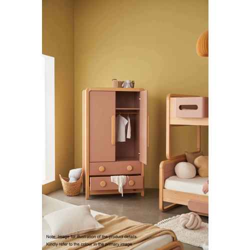 Boori Byron Kids 2 Door wardrobe with 2 drawers, Barley White and Beech