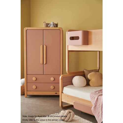 Boori Byron Kids 2 Door wardrobe with 2 drawers, Barley White and Beech