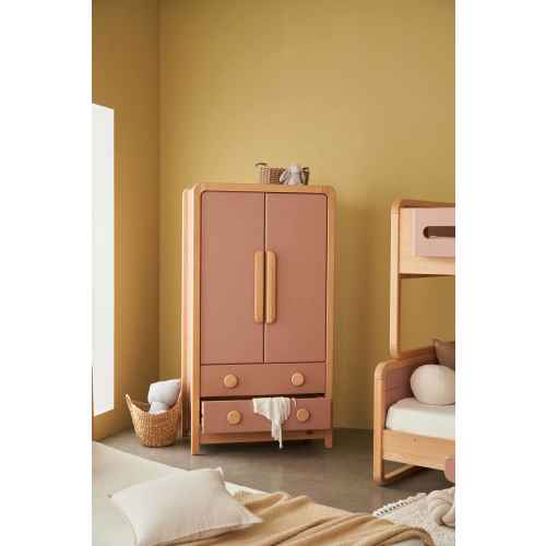 Boori Byron Kids 2 Door wardrobe with 2 drawers, Cherry and Beech