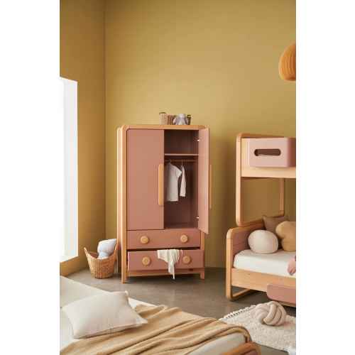 Boori Byron Kids 2 Door wardrobe with 2 drawers, Cherry and Beech