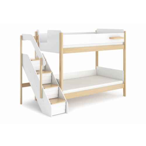 Boori Natty Kids King Single Bunk Bed With Storage Staircase, Barley and Almond