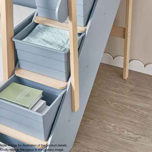 Boori Natty Kids King Single Bunk With Storage Staircase, Barley and Almond