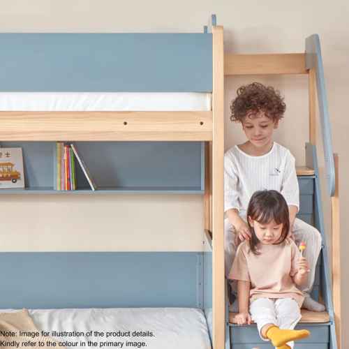 Boori Natty Kids King Single Bunk With Storage Staircase, Barley and Almond