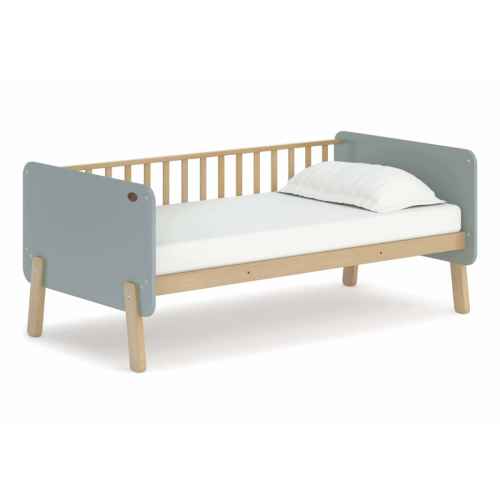 Boori Natty Kids Bedside Bed with Step Stool, Blueberry and Almond