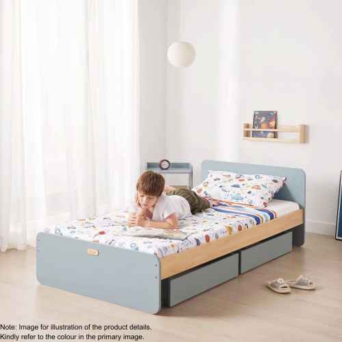 Boori Neat Kids Single Bed with 2 Underbed Storage Drawers, Cherry and Almond