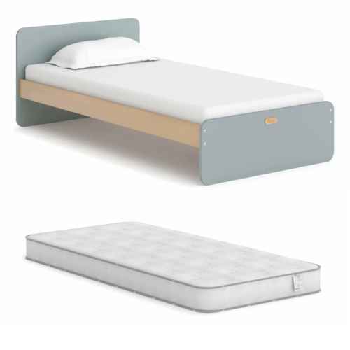 Boori Neat Kids Single Bed with Spring Mattress, Blueberry and Almond