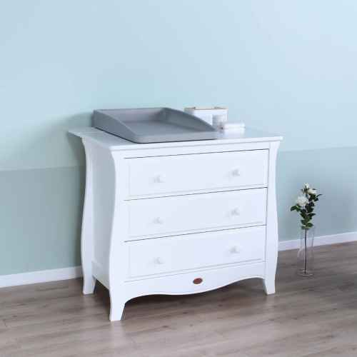 Boori Sleigh Kids 3 Drawer Chest Smart Assembly, Barley White