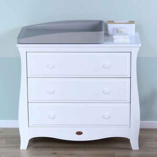 Boori Sleigh Kids 3 Drawer Chest Smart Assembly, Barley White