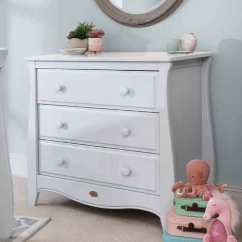 Boori Sleigh Kids 3 Drawer Chest Smart Assembly, Barley White