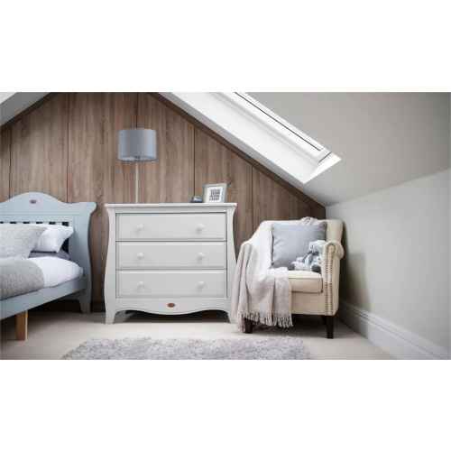 Boori Sleigh Kids 3 Drawer Chest Smart Assembly, Barley White