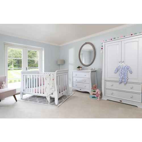 Boori Sleigh Kids 3 Drawer Chest Smart Assembly, Barley White