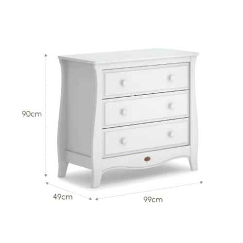 Boori Sleigh Kids 3 Drawer Chest Smart Assembly, Barley White