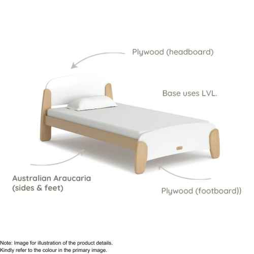 Boori Sunshine Kids King Single Bed Frame, Cherry and Almond