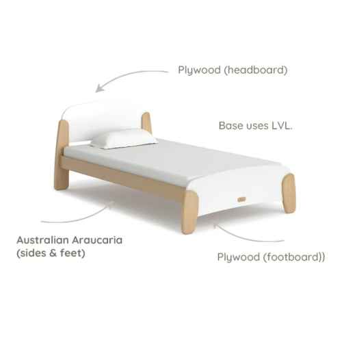 Boori Sunshine Kids King Single Bed Frame, Barley and Almond