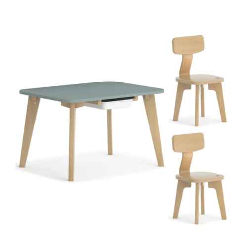 Boori Tidy Kids Table V23 With Two Chairs Package, Blueberry and Almond