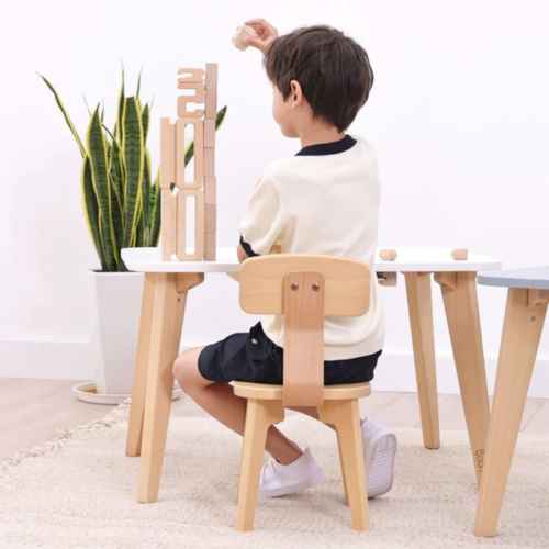 Boori Tidy Kids Table V23 With Two Chairs Package, Blueberry and Almond