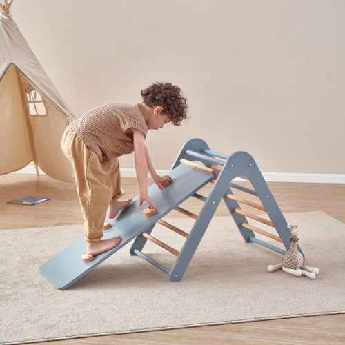 Boori Tidy Kids Climbing Triangle & Ramp 2 Piece Set, Blueberry and Almond