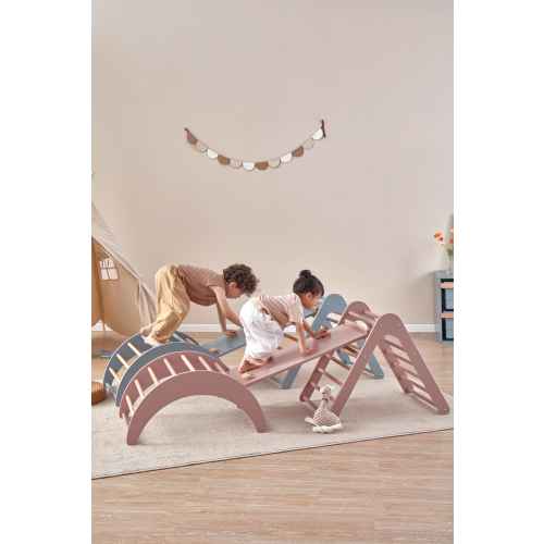 Boori Tidy Kids Climbing Triangle & Ramp 2 Piece Set, Blueberry and Almond