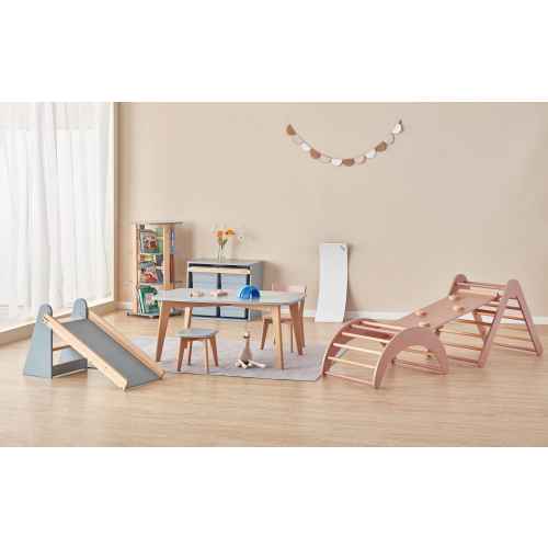 Boori Tidy Kids Climbing Triangle & Ramp 2 Piece Set, Blueberry and Almond